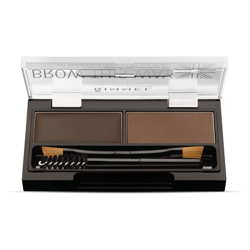 [Australia] - Rimmel London Brow This Way Eyebrow Powder Sculpting Kit, Groomed Finish and Ultimate Precision with Duo Compact Formula, Dark Brown 1 Count (Pack of 1) 