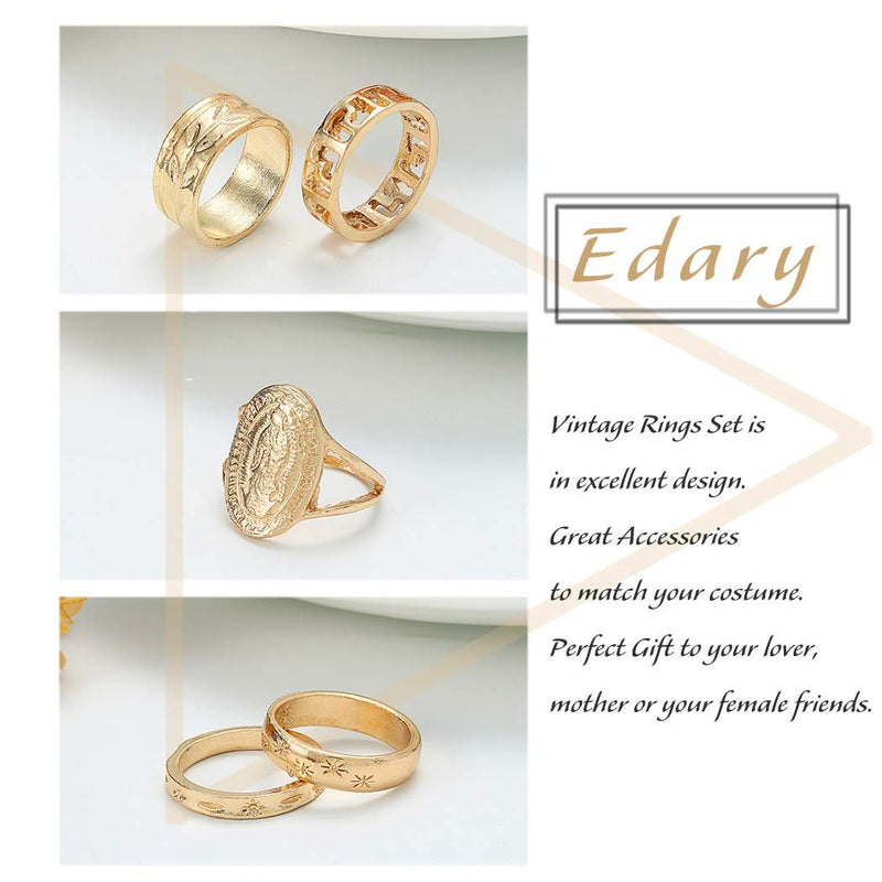 [Australia] - Edary Vintage Carved Joint Knuckle Rings Crystal Rings Set Stackable Rings for Women and Girls Style 1 