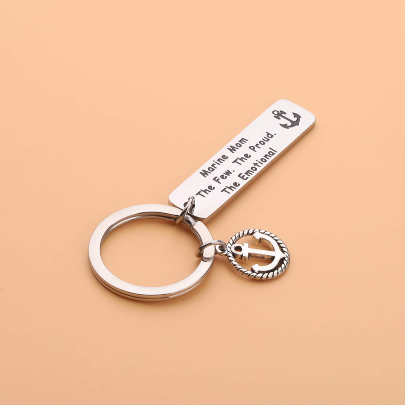 [Australia] - LQRI Marine Corps Mom Gift Proud Marine Mom Keychain Marine Mom The Few The Proud The Emotional USMC Mom Jewelry Military Jewelry Gift for Soldier Military Mom sliver 