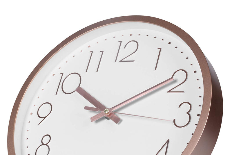 [Australia] - Rysunle 12 Inch Modern Wall Clock , Silent Non-Ticking Decorative Battery Operated Wall Clocks for Living Room, Office, Bathroom, Kitchen, Thicken Plastics Frame Glass Cover (Rose Gold) Rose Gold 