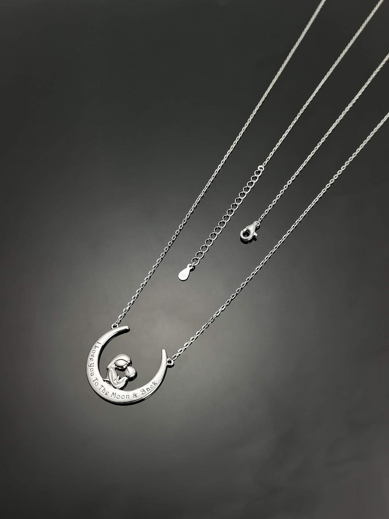 [Australia] - AMATOLOVE Sterling Silver Mom Necklace Gifts for Mom on Her Birthday I Love You to The Moon&Back Pendant Necklaces 18" 