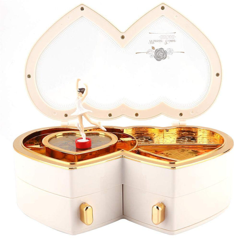 [Australia] - Musical Box, Musical Jewelry Box, Jewelry Storage Case, Girls Gift Home Jewelry Box for Little Girls Little Jewelry Storage(white) White 