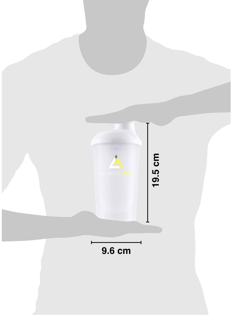 [Australia] - Protein Shaker Screw top 100% Leak Proof Drinks Bottle 600ml to 800ml by Musc (Transparent, White) White Transparent 