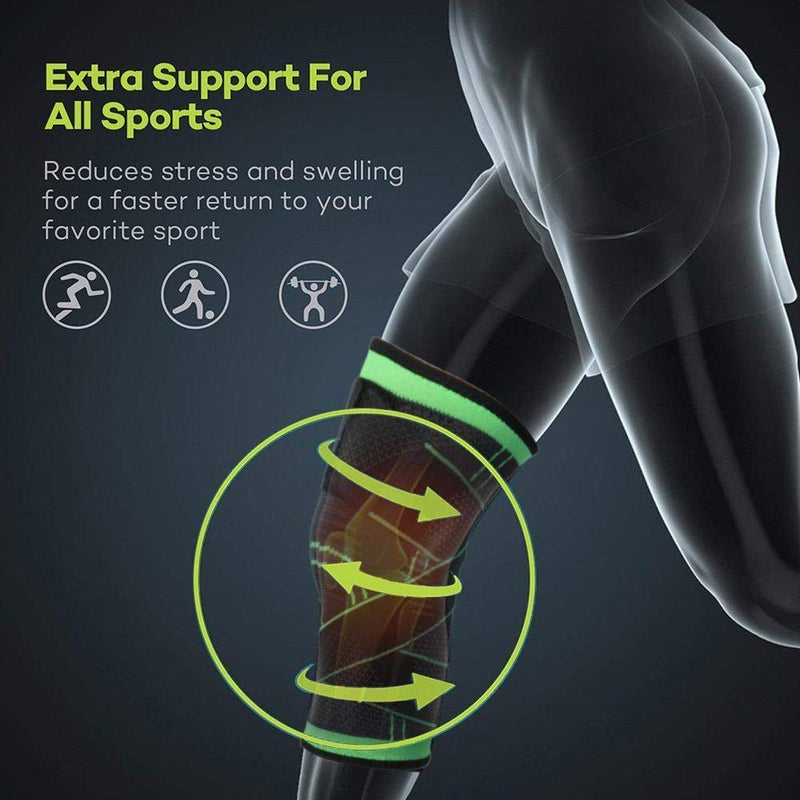 [Australia] - Vitoki Knee Brace for Women Men, 1 Pack Knee Compression Sleeve Knee Support for Sports Workout Weightlifting Basketball Green M 