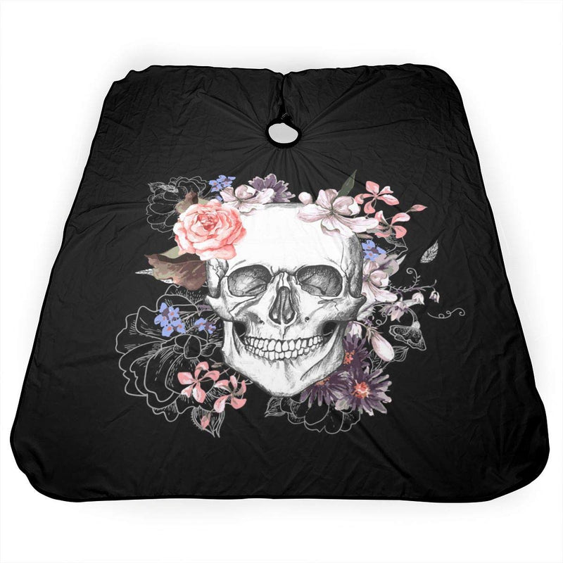[Australia] - Pink Floral Sugar Skull Flower Home Hair Cutting Barber Cape Hair Salon and Dyeing Styling Cloth for Women/Men Black Floral Sugar Skull 
