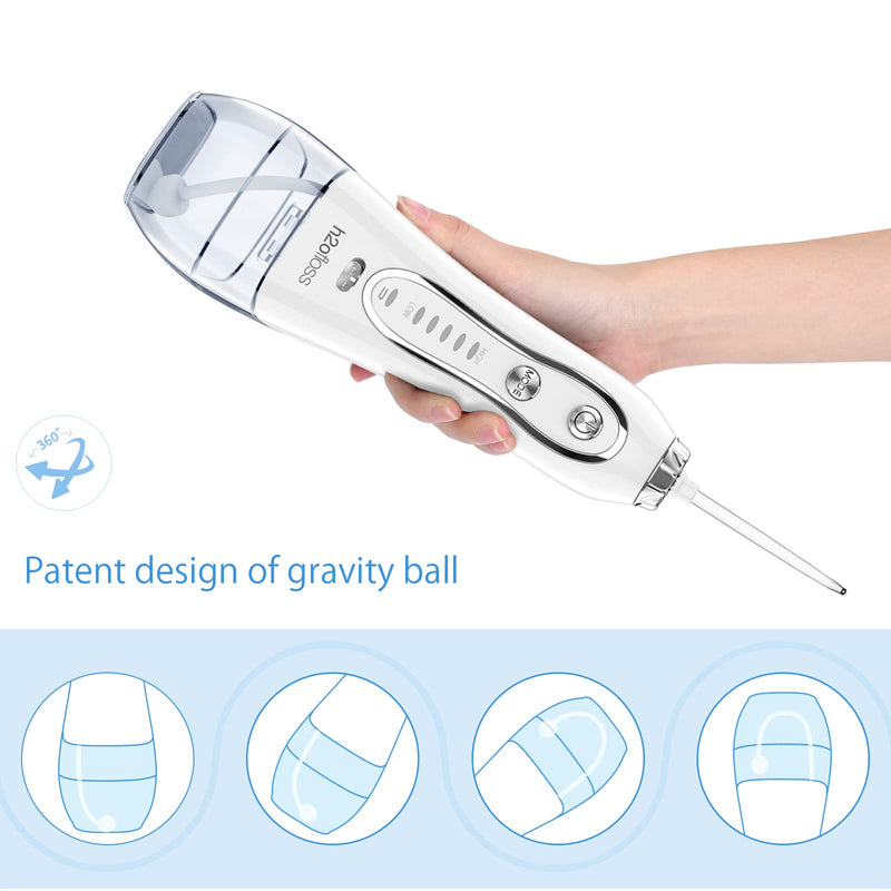 [Australia] - H2ofloss Water Flosser Professional Cordless Dental Oral Irrigator - Portable and Rechargeable IPX7 Waterproof Water Flossing for Teeth Cleaning,300ml Reservoir Home and Travel (HF-6) 