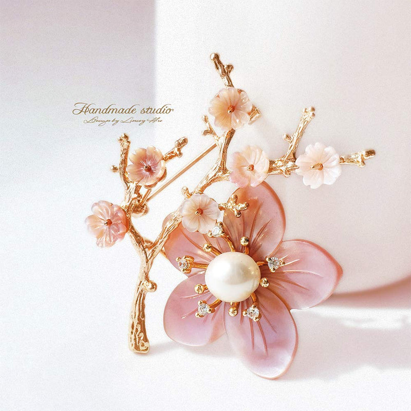 [Australia] - CCijiNG Brooches for Women with Crystal, Flower Brooches and Pins Wedding Party Jewelry Sakura Cherry Blossom Brooch Pins for Women Fashionable Gifts for Christmas Pink 