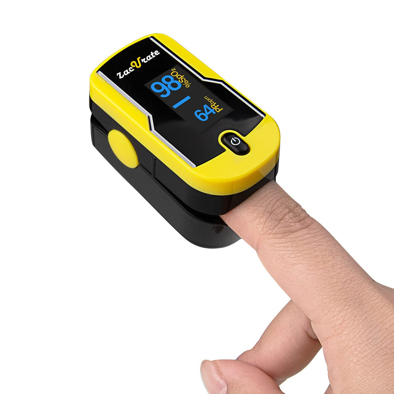 [Australia] - Zacurate 500F Fingertip Pulse Oximeter Blood Oxygen Saturation Monitor with Lanyard Included (Sunny Yellow), (NO Batteries) 