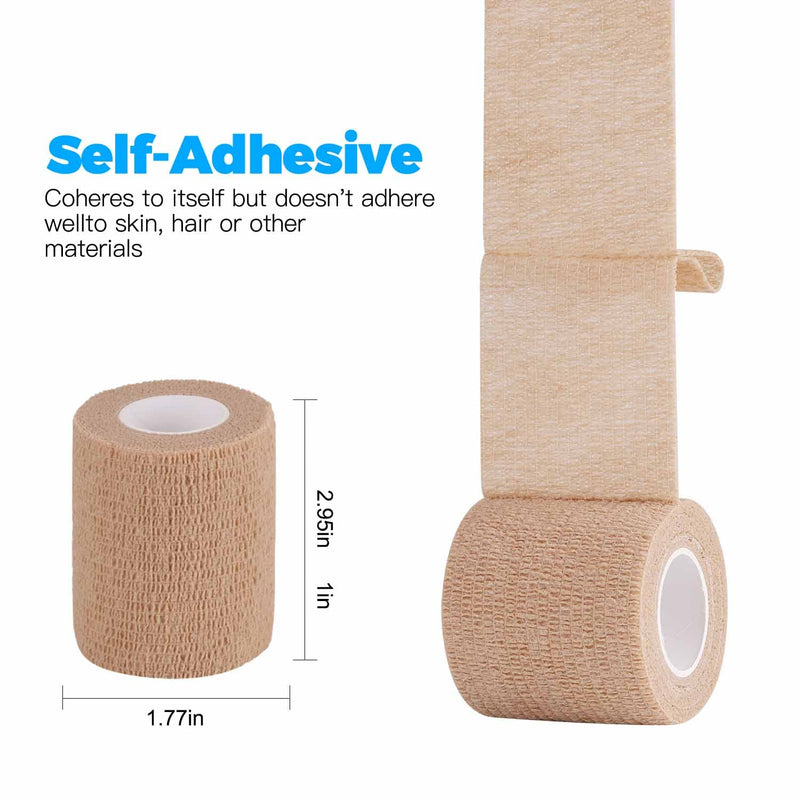[Australia] - Bandage Wrap Self Adhesive Bandage Wrap Breathable Cohesive Bandage Wrap Rolls Athletic Elastic Self Adherent Wrap for Sports Injury ,Wrist, Ankle Sprains (Beige, 3 Inch (Pack of 8)) Beige 3 Inch (Pack of 8) 