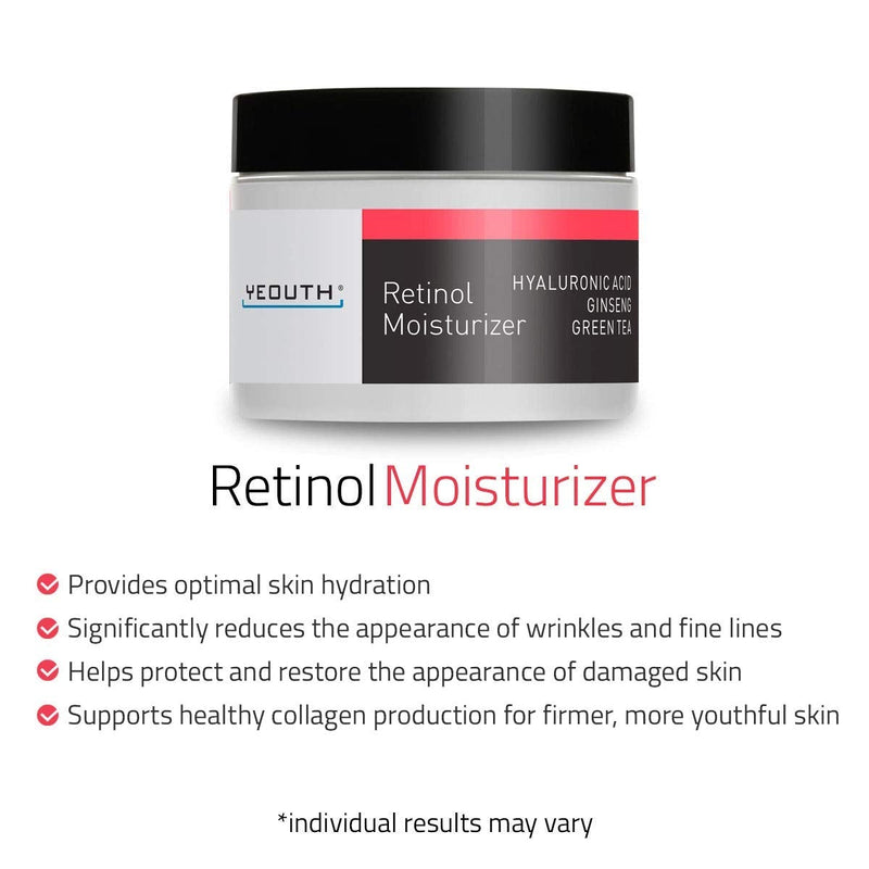 [Australia] - YEOUTH Retinol Cream Moisturizer 2.5% for Face with Hyaluronic Acid, Ginseng and Green Tea (1oz) 28.3 g (Pack of 1) 