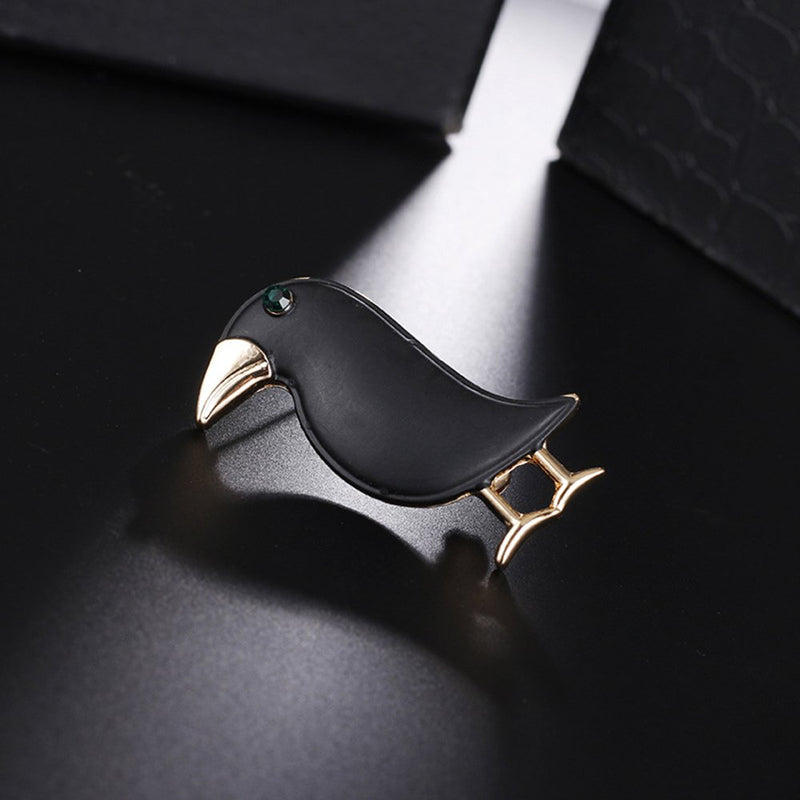 [Australia] - MINGHUA Gun Black Birds Corsage Brooches Enamel Crow Collar Jewelry for Unisex 