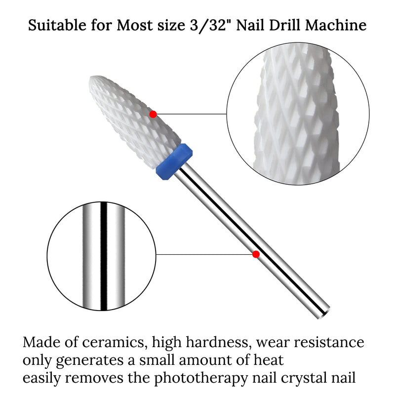 [Australia] - Ceramic Nail Drill Bits 10Pcs- 3/32 Nail Drill Bits Set for Acrylic Gel Nails Professional Nail Drill Bits Cuticle Remover Crystal nail extension nail removal 