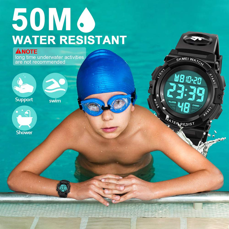 [Australia] - ATIMO LED 50M Waterproof Sports Digital Watch for Kids - Kids Gifts Black 