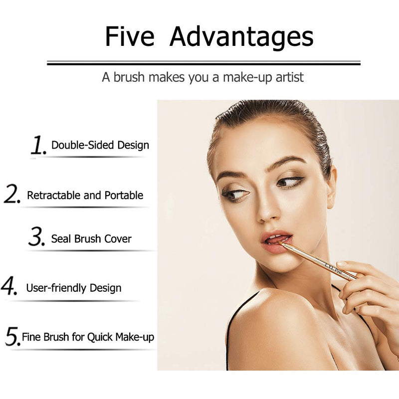 [Australia] - L.Y.L Pro Gold Retractable Lip Makeup Brushes Double-Ended Retractable Lip Brush Travel Lipstick Gloss Makeup Brush for Christmas Gifts 