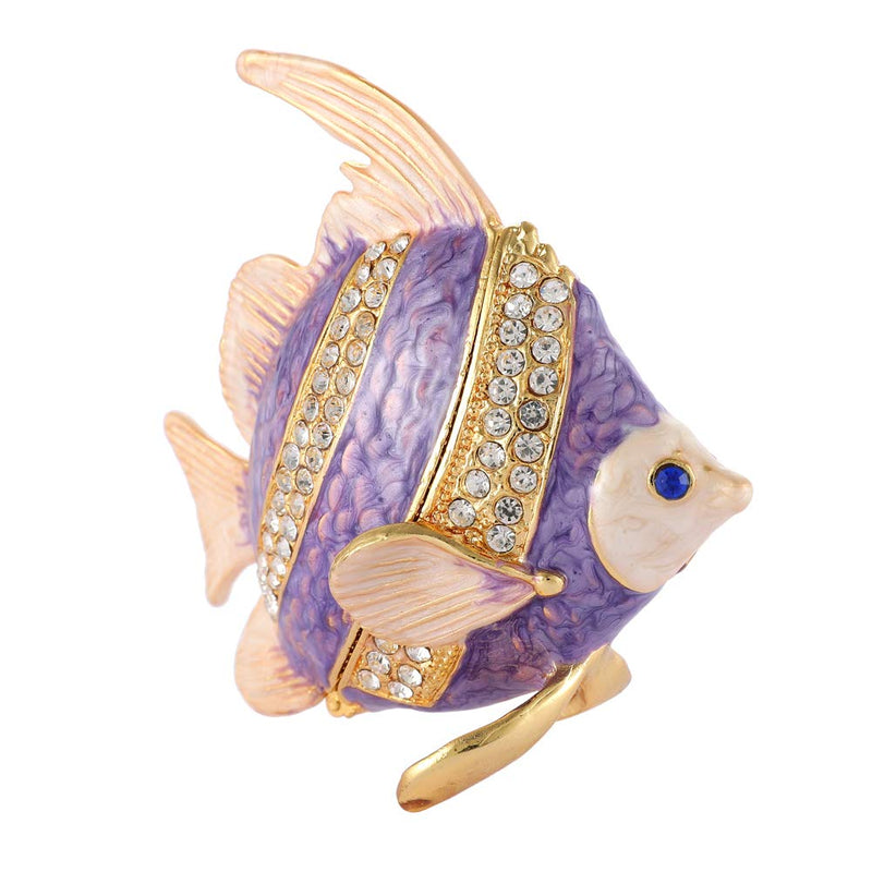 [Australia] - Furuida Tropical Fish Trinket Boxes Hinged Enameled Jewelry Box Hand-Painted Animals Ornaments Craft Gift for Home Decor 