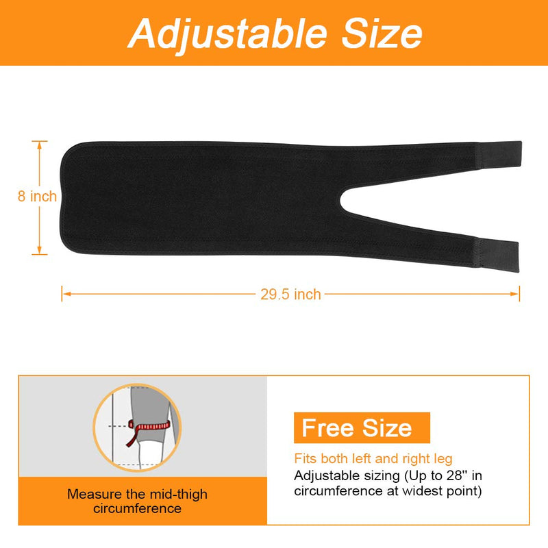 [Australia] - Thigh Support Brace, Hamstring Wrap Compression Sleeve with Anti-Slip Strip Support Thigh Quad Sprains, Tendonitis, Strains, Pulled Muscle Injury Rehab and Recovery, Fits Men and Women (Black) 