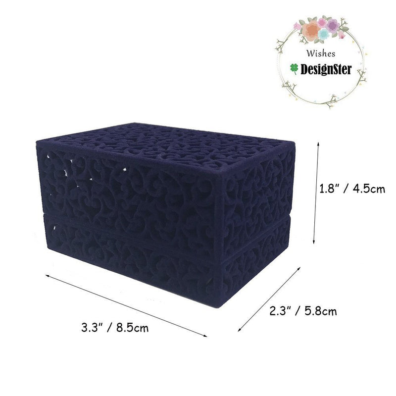 [Australia] - DesignSter Hollow Royal Blue Velvet Jewelry Long Necklace Box – Chain Pendant Display Organizer Gift Box 