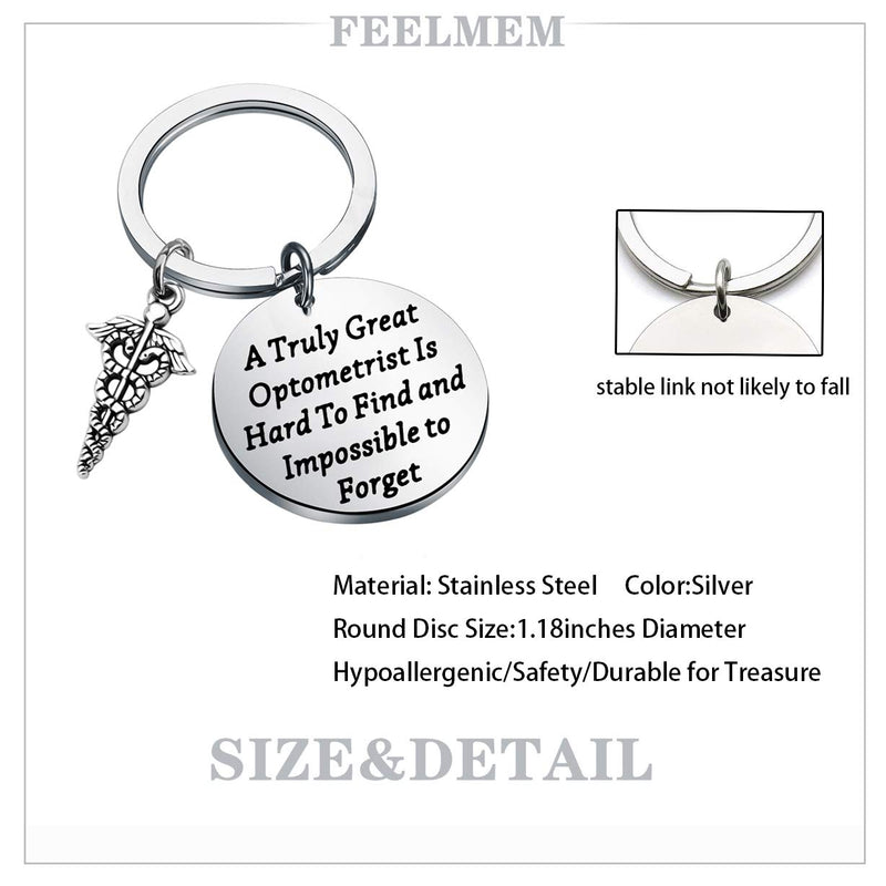 [Australia] - FEELMEM Optometrist Gift Optician Gift A Truly Great Optometrist is Hard to Find and Impossible to Forget Keychain Optometry Jewelry Gift for Optometrist Eye Doctor silver 