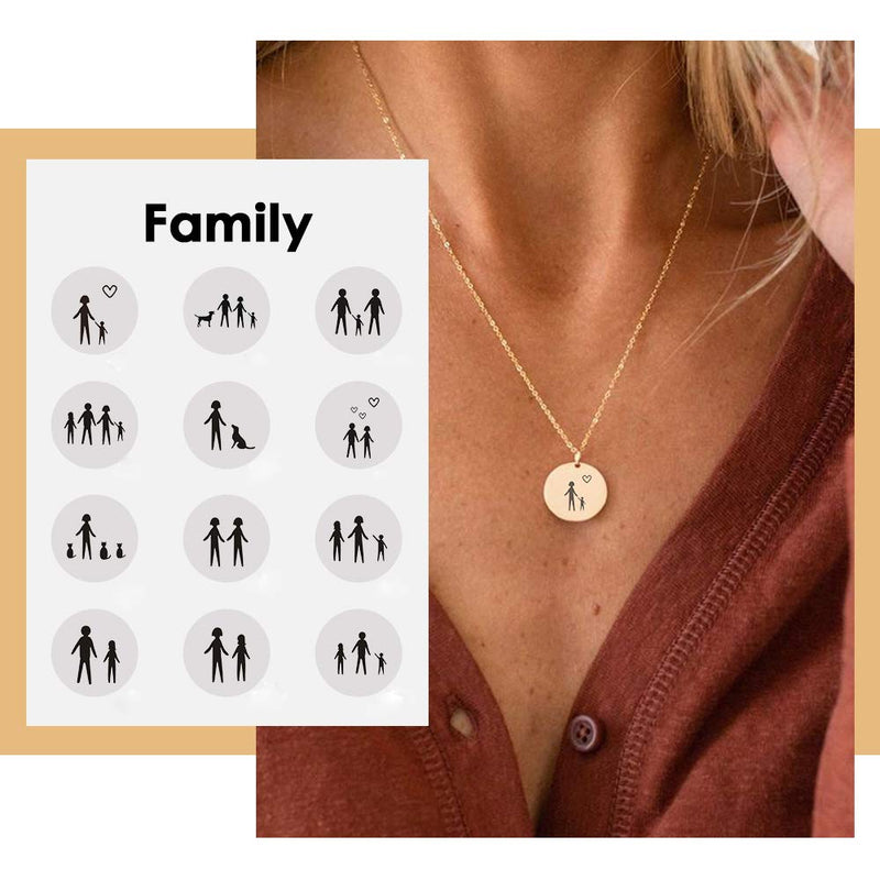 [Australia] - Fremttly Coin Pendent Necklace 316L Stainless Steel Personalized Disc Father Mother Sister Brother Dog Cat Pattern Dainty Choker Necklace Lovely Gift NK-Girl and A Gog 