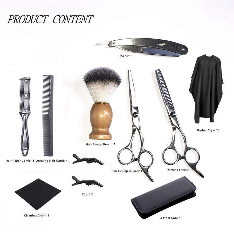 [Australia] - Hair Cutting Scissors Kit for Men and Women | 11 Pcs | Stainless Steel 