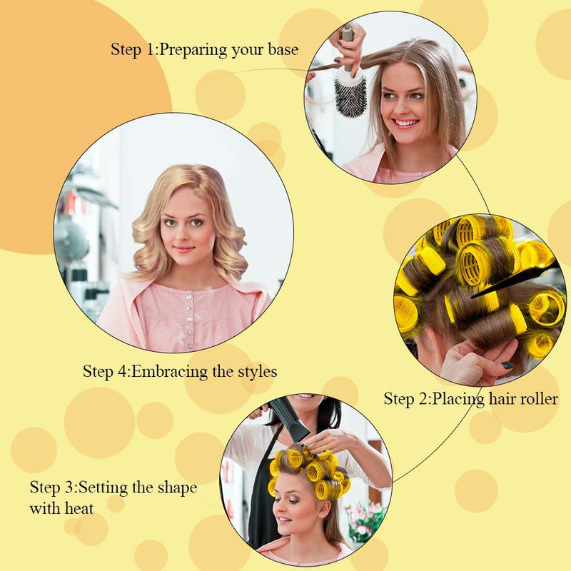 [Australia] - Jumbo Size Hair Roller sets, Self Grip, Salon Hair Dressing Curlers, 3 Inch Hair Curlers, 3 Size 18 Packs (6XJUMBO+6XLARGE+6XMEDUIEM) 6XJUMBO+6XLARGE+6XMEDUIEM Yellow 