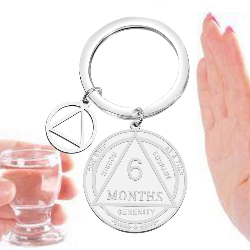 [Australia] - BNQL AA Monthly Medallion Keychain Sober Recovery Gifts 1 Month 2 Months 6 Months Serenity Prayer AA Sobriety Gifts 