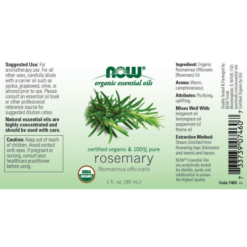 [Australia] - NOW Foods Rosemary Oil Certified Organic 1 fl oz (30 ml) Liquid 