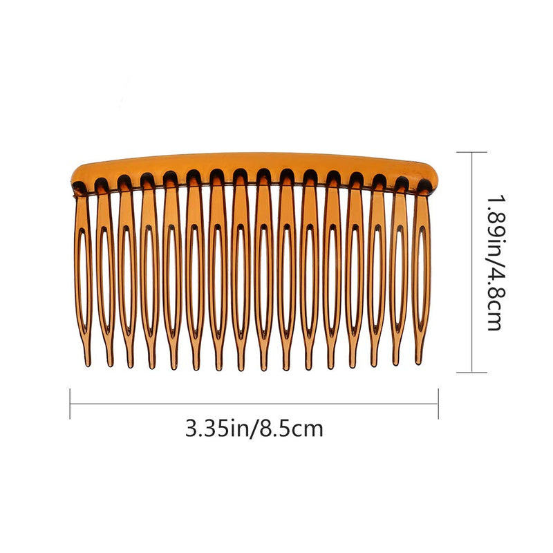 [Australia] - DaricowathX 8 Pieces Hair Combs, 8.5 cm Hair Side Comb Set Slides Tortoise Plain Hair Combs Clear Plain Hair Combs Side Combs Hair Combs(Coffee) 