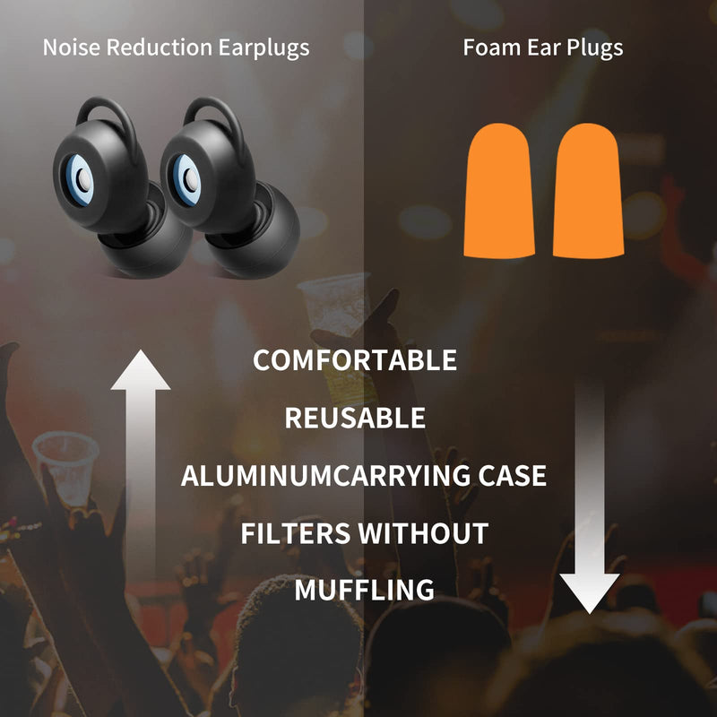 [Australia] - Noise Reduction earplugs-Reusable Hearing Protection.Used Suitable for use－IPS for Concerts, Musicians, Festival, Nightclub, Drummers, Party, Motorcycles.25dB Noise Reduction Ear Plugs - Black 