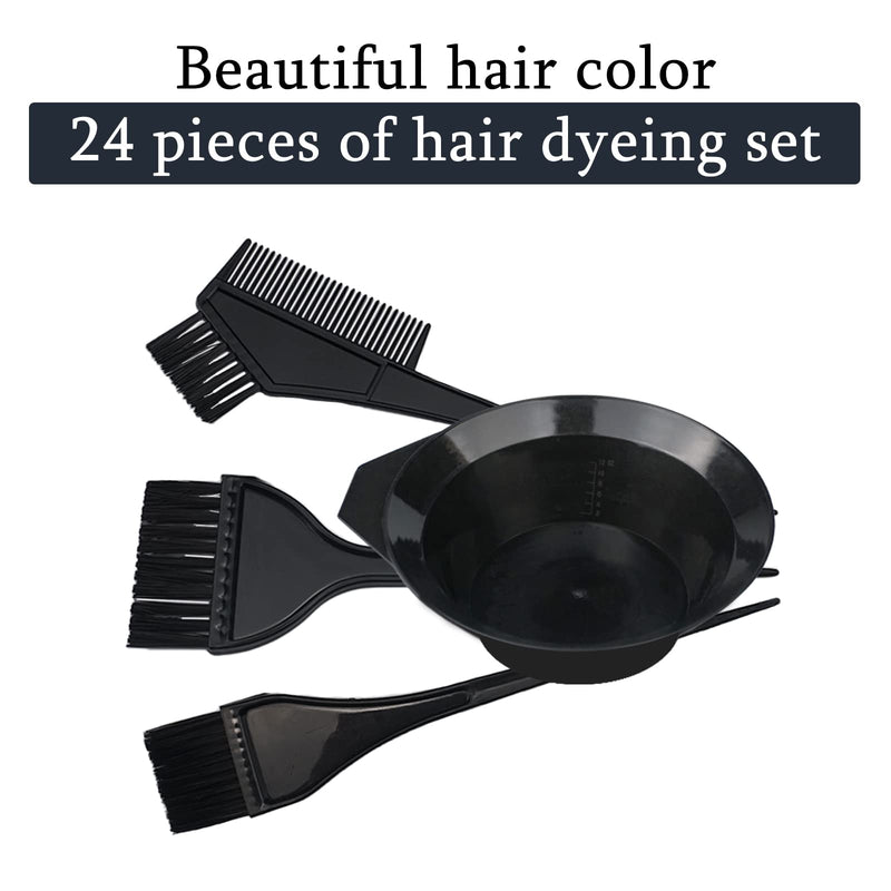 [Australia] - NEPAK 24 Pcs Hair Dye Coloring Kit, Hair Tinting Bowl, Dye Brush, Ear Cover, Gloves for Hair Tint Dying Coloring Applicator 