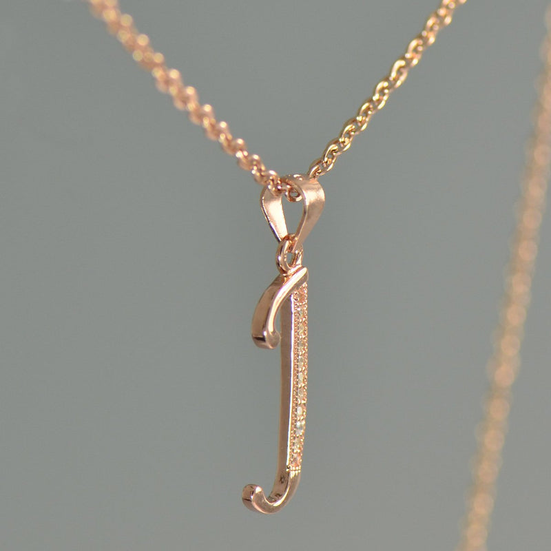 [Australia] - Paialco Jewelry 14K Rose Gold Plating Sterling Silver Initial Alphabet Pendant Necklace 18" J 