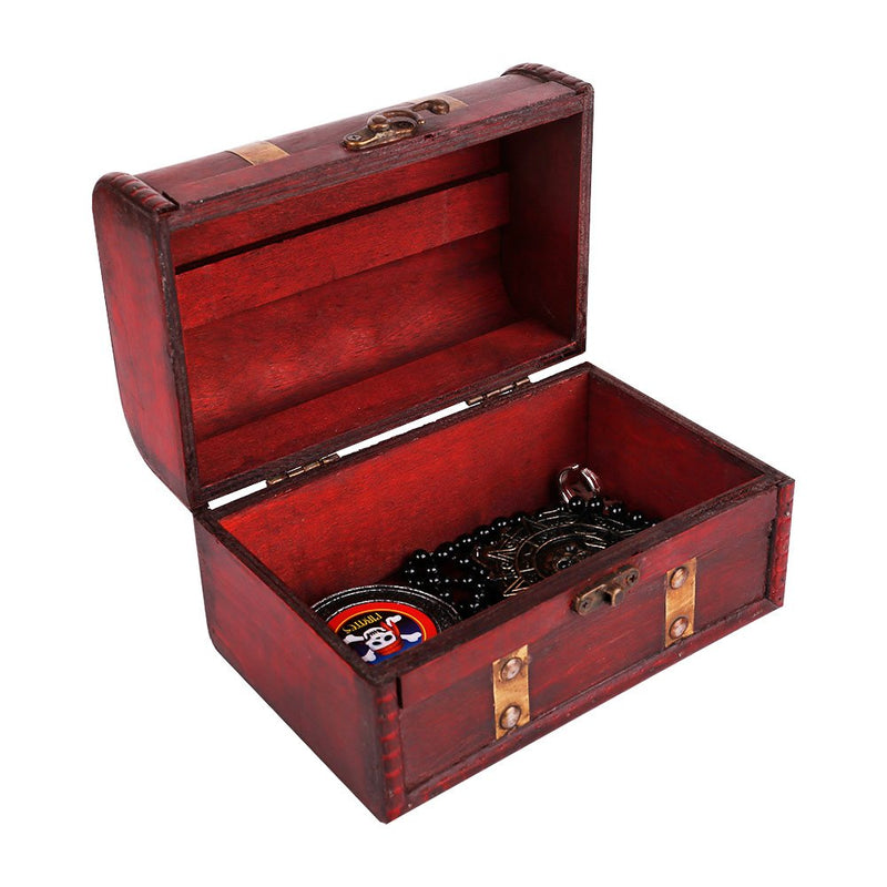 [Australia] - WaaHome Pirate Treasure Chest Wood Treasure Boxes Keepsake Box For Kids Girls (7''X4.3''X4.3'') 