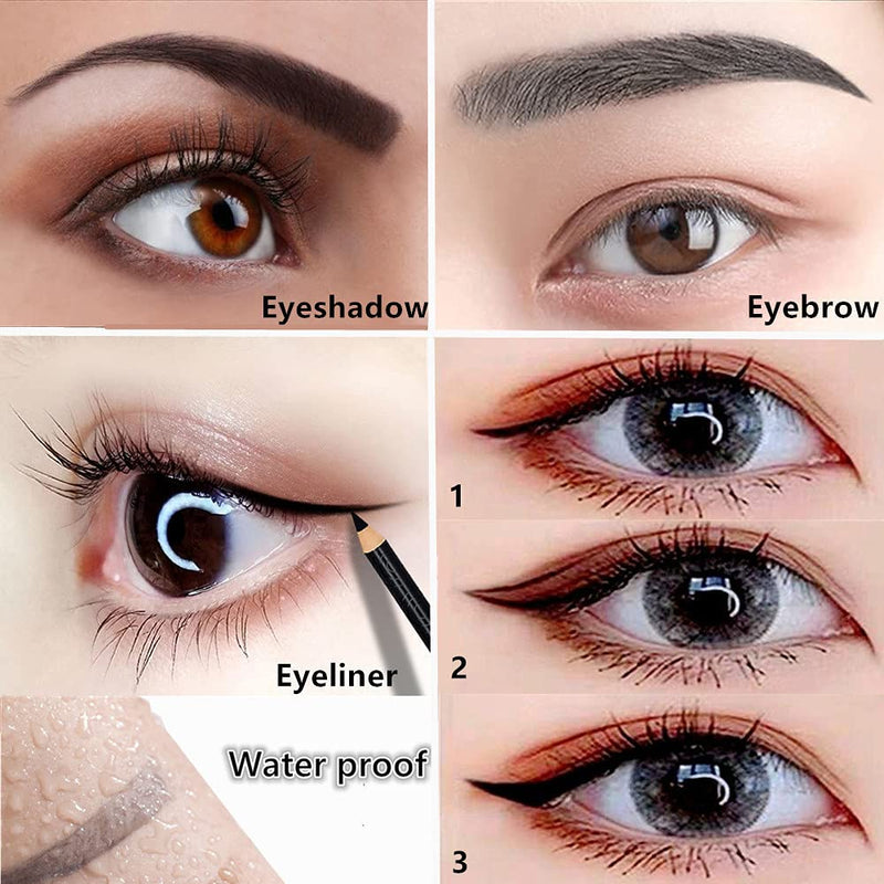 [Australia] - Go Ho 6 PCS Eyebrow Eye Liner Pencil Set,Easy to Color Waterproof Eyebrow Pencil,Professional Long-lasting Eyeliner Makeup Brow Tint Pen,3 Colors(Black,Light Brown,Dark Brown) 3 Colors 6 PCS - Black,Brown,Dark Brown 