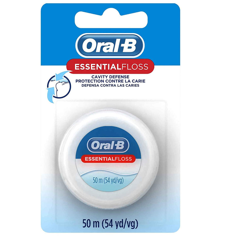 [Australia] - Oral-B Essential Floss, Waxed, Unflavored, 54 Yards (50 meters) - Pack of 2 