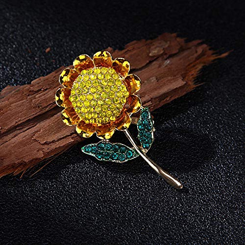 [Australia] - 2pcs Bee Daisy Sunflower Brooches Enamel Crystal Flower Delicated Brooch Pin For Women Girls Jewelry 