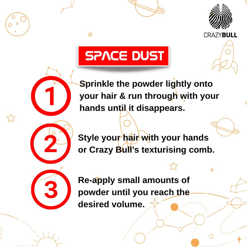 [Australia] - Crazy Bull Hair Powder Space Dust - Volumizing, Texturizing Hair Styling Powder for Men - Styler for Texture, Volume, & Natural, Matte Look- Flexible, Strong Hold, No Residue - Cruelty-Free & Vegan 