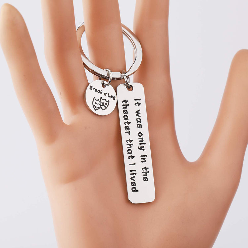 [Australia] - MYOSPARK Comedy Tragedy Keychain Theater Worker Gift Drama Teacher Gift It was Only in The Theater That I Lived Keychain Musician Jewelry Theater Keychain 