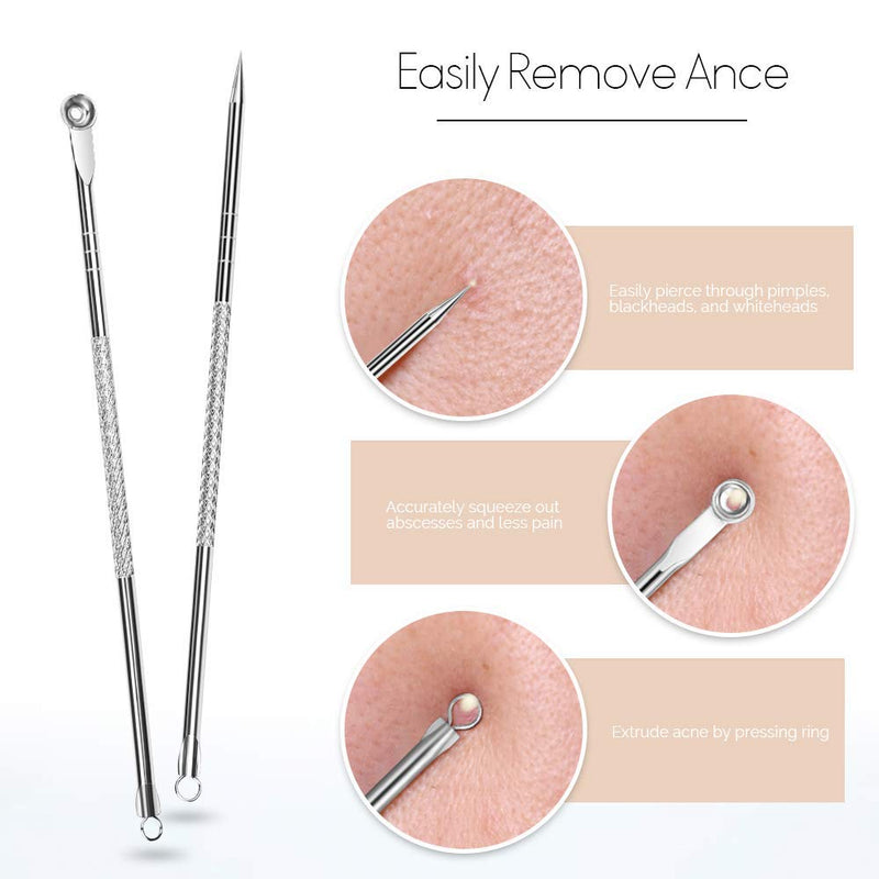 [Australia] - 9 in 1 Pimple Popper Tool Kit- Blackhead Extractor Tool- Comedone Blackhead Remover Tool kit for Nose Face Skin with PU Bag 