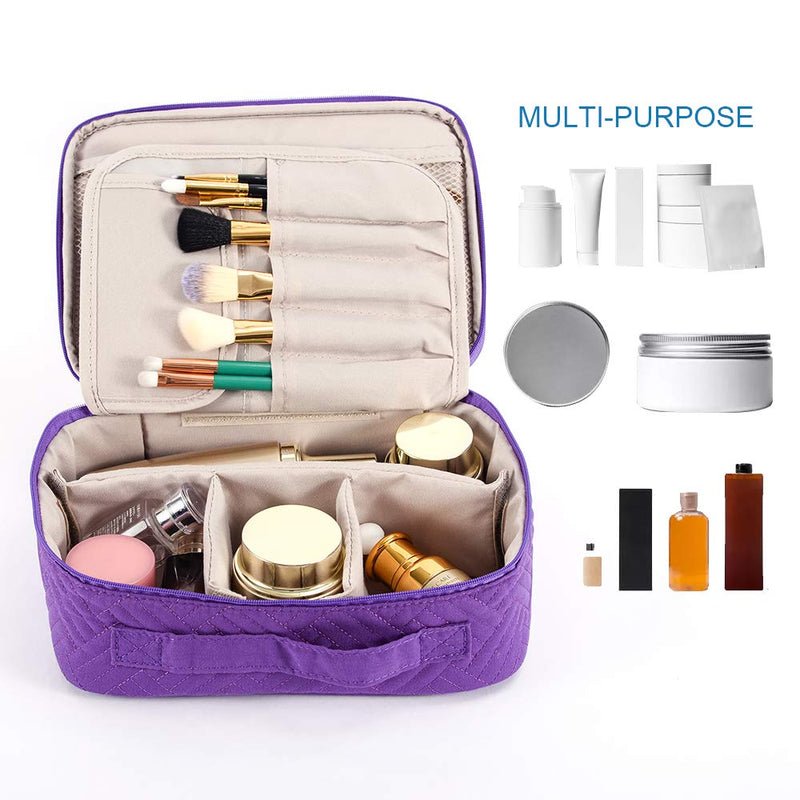 [Australia] - Travel Makeup Bag, WEIBIN Portable Cosmetic Bag Makeup Case Organizer with Handle for Women and Girls – Purple 