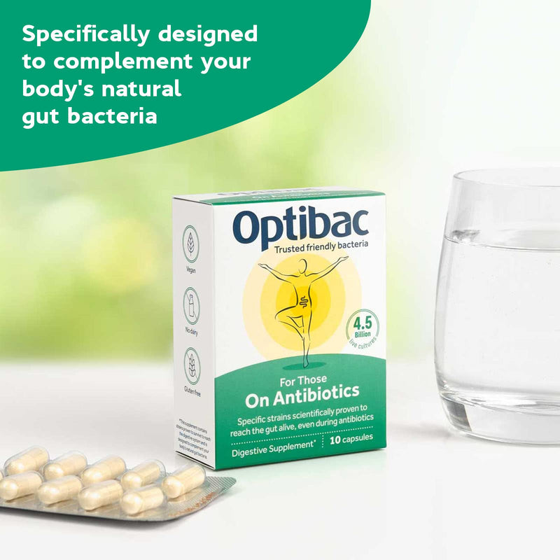 [Australia] - Optibac Probiotics for Those on Antibiotics - Vegan Digestive Probiotic Supplement with 4.5 Billion Bacterial Cultures - 20 Capsules 10 Count (Pack of 2) 