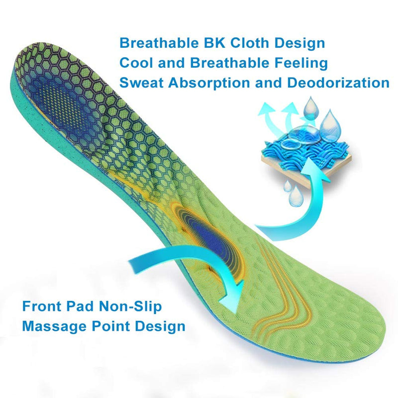 [Australia] - VSUDO Shock Absorption Sports Shoe Insoles, Athletic Running Hiking Comfort Insoles for Sneakers or Hiking Boots, High Elastic Massage Thick Insoles, Replacement Insoles/Inserts for Men or Women – L 