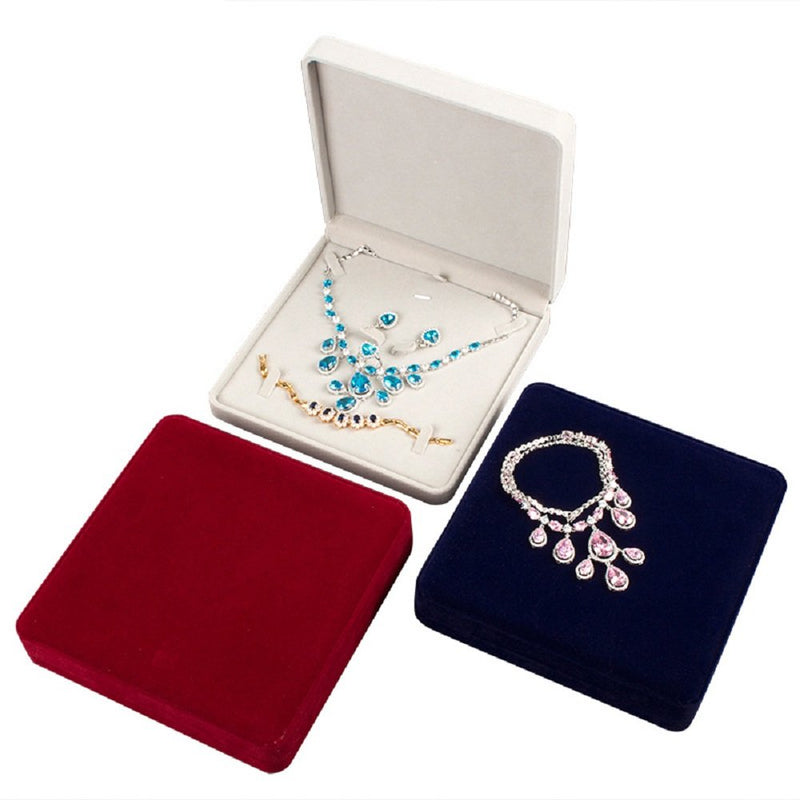 [Australia] - JunningGor Jewelry Set Velvet Box Necklace Earring Ring Necklace Bracelet Gift Display Case Wedding Jewelry Storage Holder (Beige) Beige 