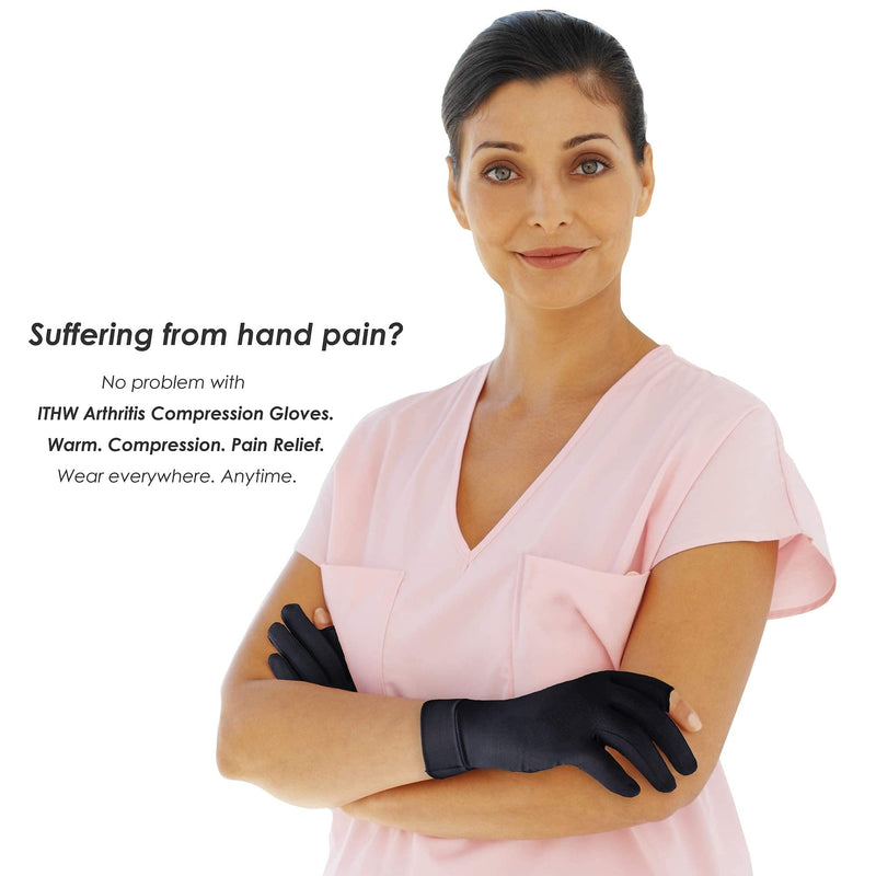[Australia] - ITHW Copper Arthritis Gloves for Hand Pain Relief, Rheumatoid Osteoarthritis, Swelling, Carpal Tunnel, Compression Gloves for Arthritis for Men and Women (M) Medium (1 Pair) Three Finger-black 