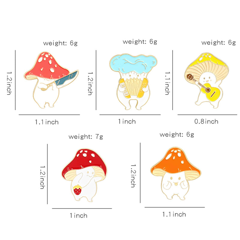 [Australia] - Enamel Pin Brooches Cute Mushroom Lapel Badge Cartoon Plant Enamel Pin Set for Backpack Cloths Hats Funny Button Pins Jewelry Set 5pcs 