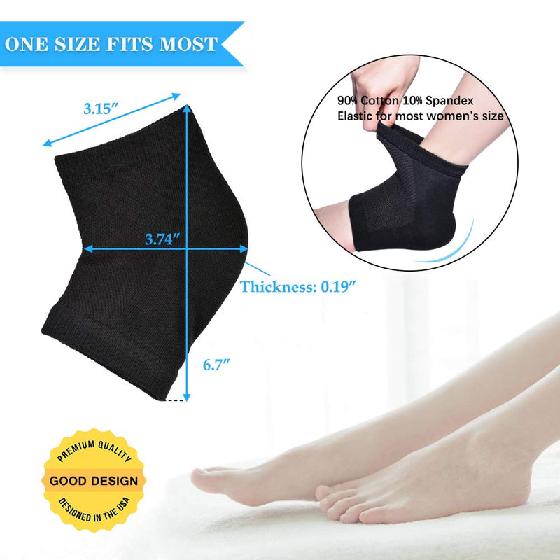 [Australia] - Moisturizing Socks, Moisturizing/Gel Heel Socks for Dry Cracked Heels, Ventilate Gel Spa Socks to Heal and Treat Dry, Gel Lining Infused with Vitamins 2Pairs-Black 