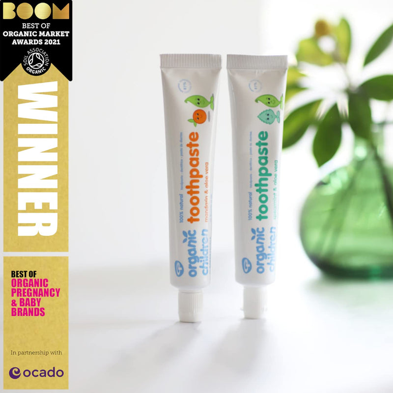 [Australia] - Green People Organic Children Mandarin & Aloe Vera Toothpaste 50ml | 100% Natural Toothpaste for Babies & Kids | Safe if Swallowed | Fluoride free & SLS free | Non Mint Toothpaste for Kids 