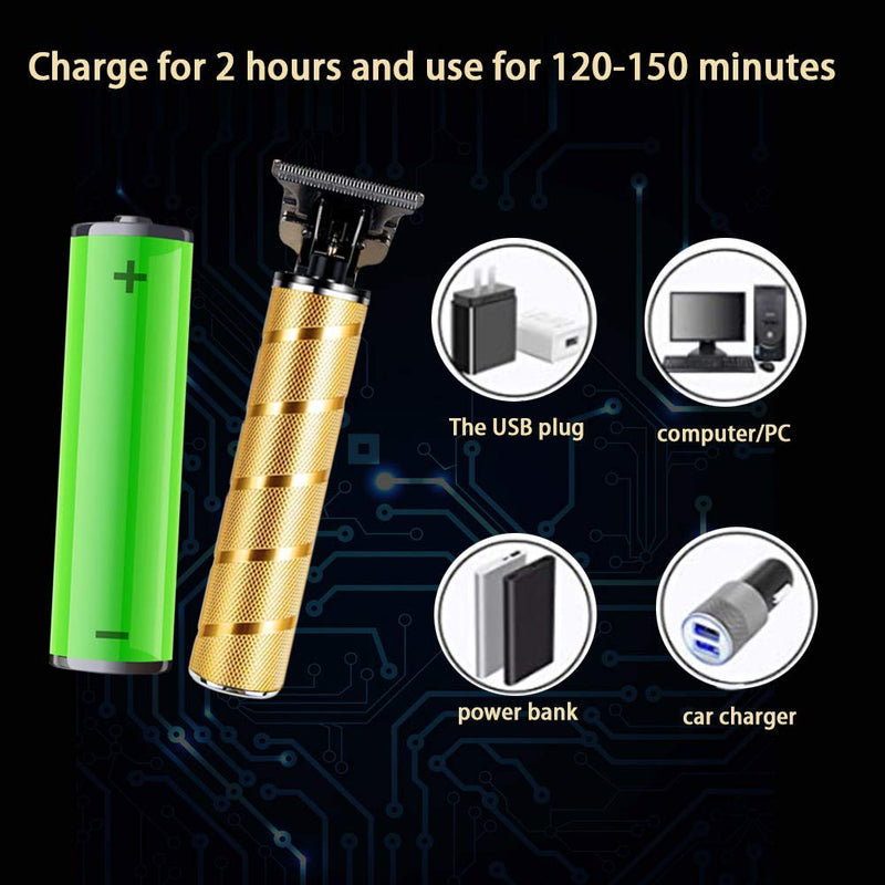 [Australia] - Ufree Ornate Hair Clippers for Men T-Blade Trimmer T Clippers Barber Clippers Hair Trimmer for Men Zero Gapped Trimmers USB Rechargeable Waterproof Pro Li (Gold) Gold 