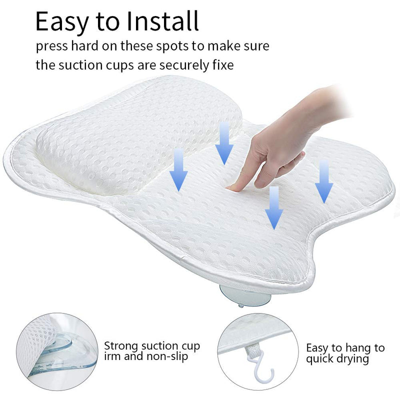 [Australia] - Bath Pillow, SPA Pillow for Bathtub Support Neck,Head and Back with Strong Non-Slip Suction Cups and Comfortabl 3D AirMesh Bath Pillow for men and women 