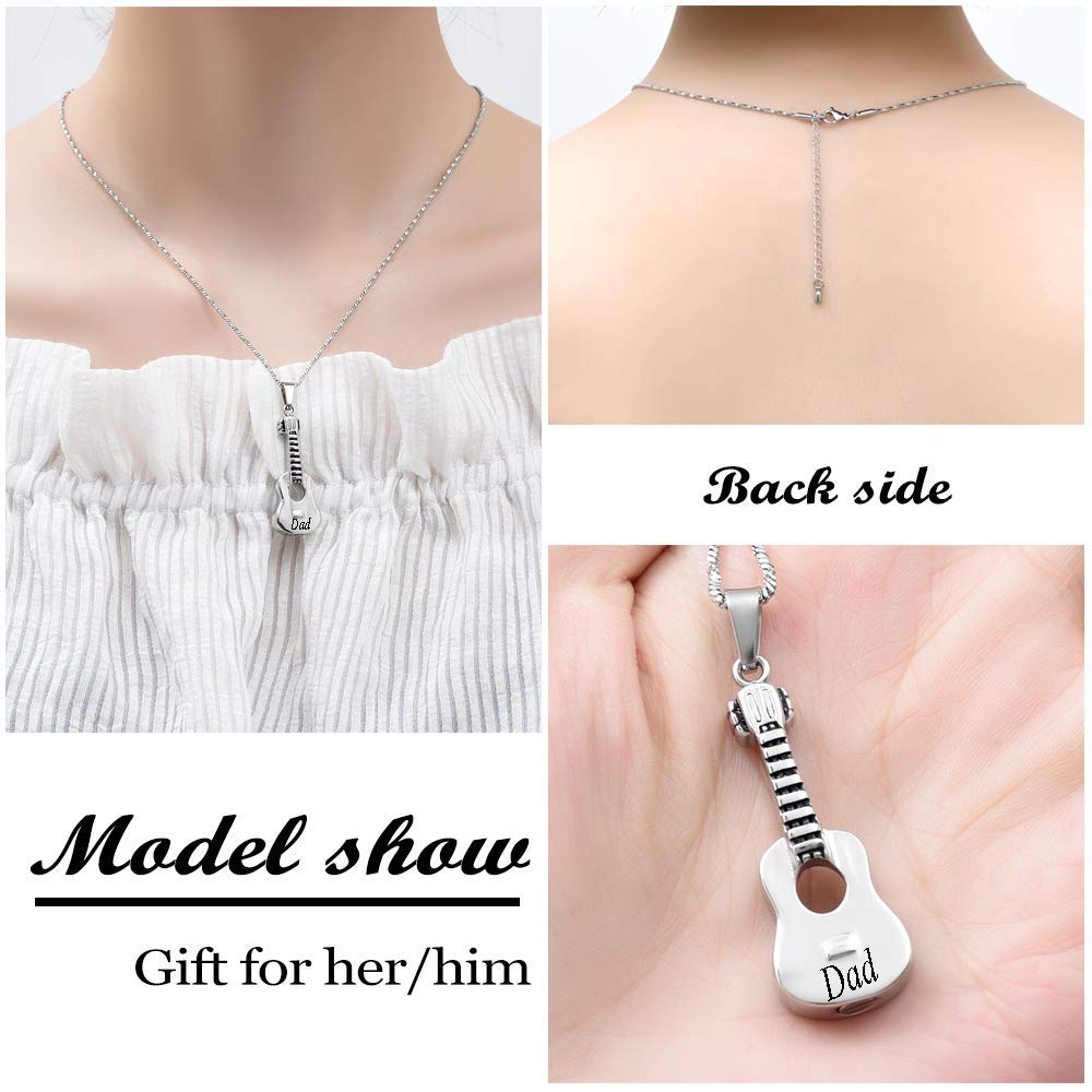 Stainless Steel Guitar Cremation Pendants Ashes Holder Memorial Urn Necklace  +Chain | Fruugo IE