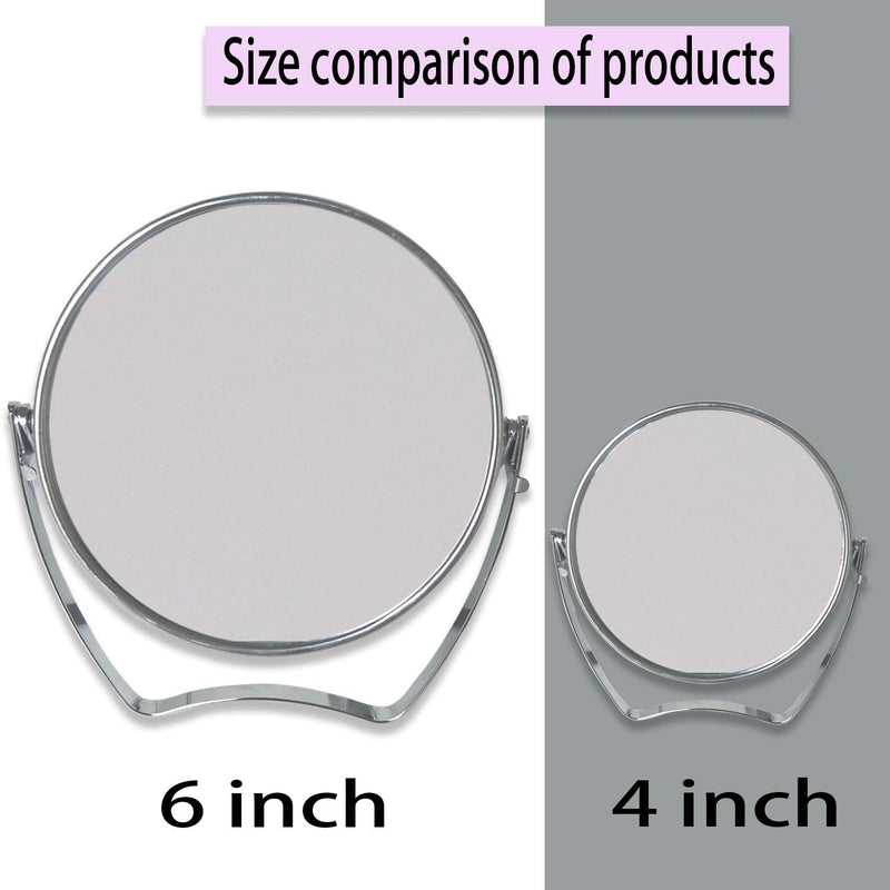[Australia] - UGThome Women Two-Sided Makeup Mirror With 1X and 3X Magnification 4-In Travel Mirror with Handle Portable Transparent & Round (4-IN) 